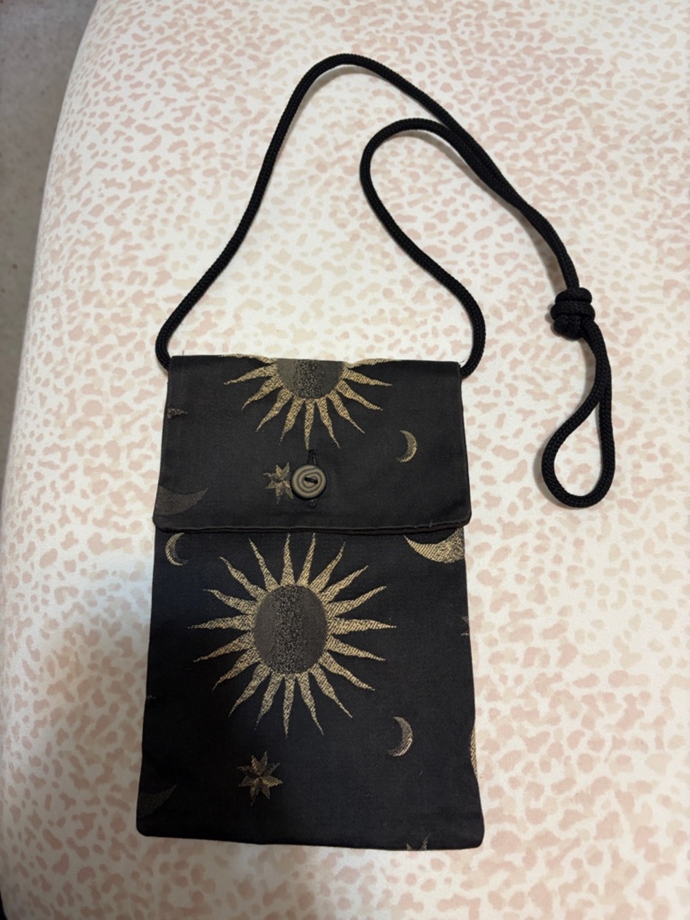 Black Sun & Moon Crossbody Pouch